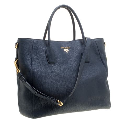 prada navy blue vitello daino leather shopping tote bag|prada vitello daino shoulder bag.